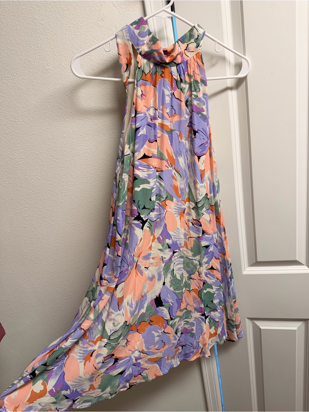 Lulu's Lavender & Peach Floral Halter Mini Dress